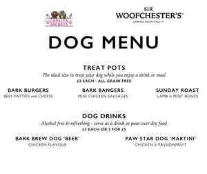 Sir Woofchester’s BARK BREW DOG 'BEER'
CHICKEN FLAVOUR ALCOHOL-FREE DOG DRINK · 150ML