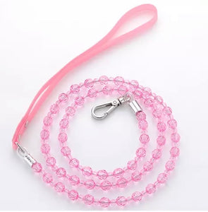 Pink Crystal Bead Dog Lead