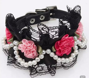 Black lace and flower collar